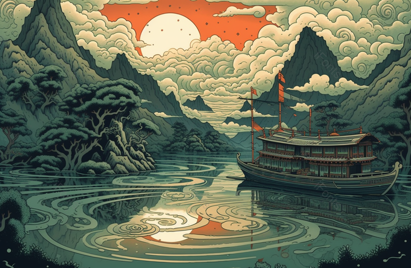 新中式水墨山水画风景插画,插画/手绘图,插画/手绘图库,插画/手绘图下载,插画/手绘